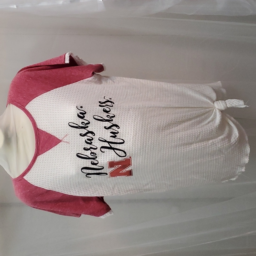 Nebraska Huskers Waffleknit Baseball Shirt Top